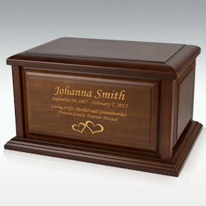 Extra Large Traditional Walnut Wood Cremation Urn - Engravable