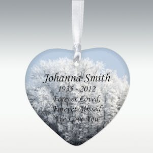 Frosted Trees Heart Porcelain Memorial Ornament