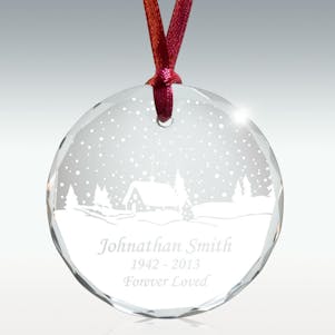 Winter Wonderland Round Crystal Memorial Ornament-Free Engraving