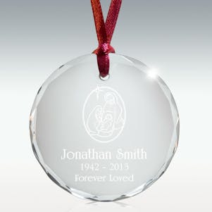 Manger Round Crystal Memorial Ornament - Free Engraving