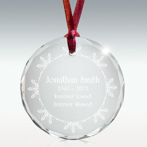 Snow Fringe Round Crystal Memorial Ornament - Free Engraving