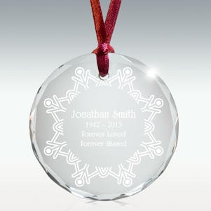 Snow Wreath Round Crystal Memorial Ornament - Free Engraving