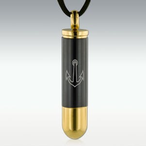 Anchor Gunmetal Bullet Stainless Steel Cremation Jewelry