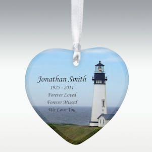 Lighthouse Heart Porcelain Memorial Ornament