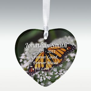 Monarch Butterfly Heart Porcelain Memorial Ornament