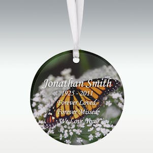 Monarch Butterfly Round Porcelain Memorial Ornament