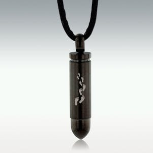 Footprints In The Sand Black Bullet Stainless Steel Jewelry