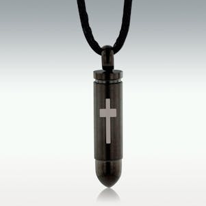Traditional Cross Black Bullet Stainless Steel Jewelry