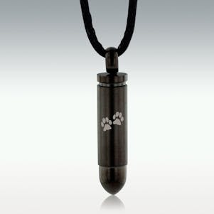 Paw Prints Black Bullet Stainless Steel Jewelry