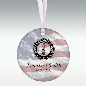 Army National Guard Round Porcelain Memorial Ornament