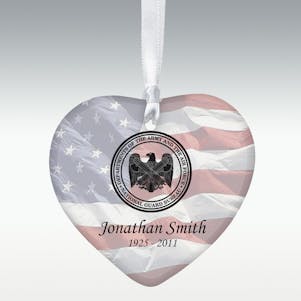 Army and Air Force Heart Porcelain Memorial Ornament
