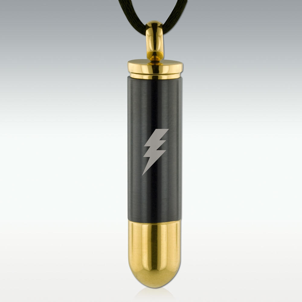 Lightning Bolt Gunmetal Bullet SS Jewelry - Perfect Memorials