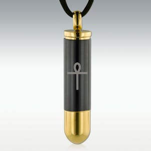 Ankh Gunmetal Bullet Stainless Steel Cremation Jewelry