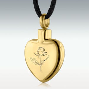 Gold Rose Heart Stainless Steel Cremation Jewelry
