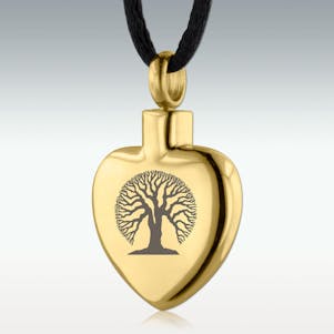Gold Tree Of Life Heart Stainless Steel Cremation Jewelry
