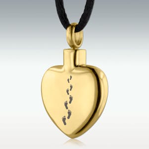 Gold Footprints In The Sand Heart Stainless Steel