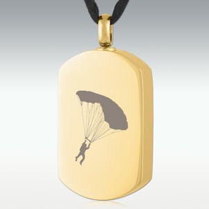 Gold Paratrooper Dog Tag Stainless Steel Cremation Jewelry