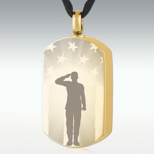 Gold Star Spangled Salute Dog Tag Stainless Steel