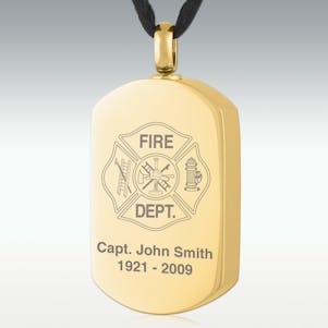 Gold Fire Department Badge Dog Tag Stainless Steel