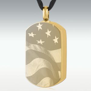 Gold Flag Dog Tag Stainless Steel