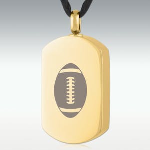 Gold Football Dog Tag Stainless Steel Cremation Jewelry