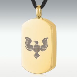 Gold American Eagle Cross Dog Tag Stainless Steel Cremation