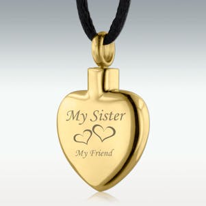 Gold My Sister My Friend Heart Stainless Steel Cremation Jewelry