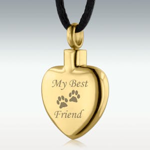 Gold Paw Prints My Best Friend Stainless Steel Cremation Jewelry