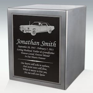 1964 Coupe Car Seamless Silver Cube Resin Cremation Urn