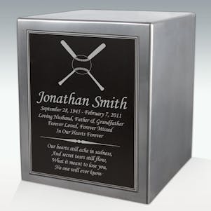Baseball and Bats Seamless Silver Cube Resin Cremation Urn