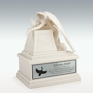 White Weeping Angel Cremation Urn - Engravable - Medium