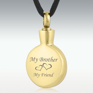 Gold My Brother Round Stainless Cremation Jewelry
