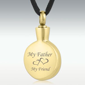 Gold My Father Round Stainless Cremation Jewelry