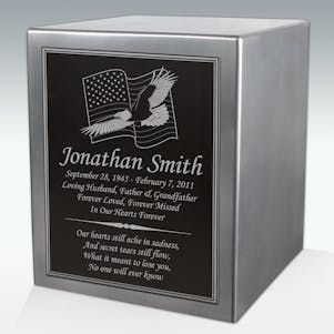 Soaring Glory Seamless Silver Cube Resin Cremation Urn