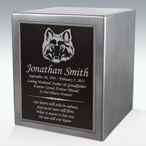 Wolf Head Seamless Silver Cube Resin Cremation Urn