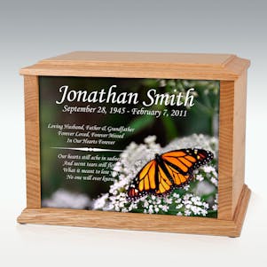 Large Oak Monarch Butterfly Infinite Impression Cremation Urn