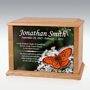 Large Oak Motyl Butterfly Infinite Impression Cremation Urn