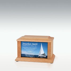 XS Oak Sailboat Infinite Impression Cremation Urn - Engravable