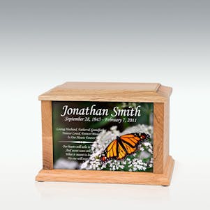 Small Oak Monarch Butterfly Infinite Impression Cremation Urn