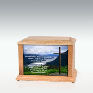 Small Oak Mountain Cross Infinite Impression Cremation Urn