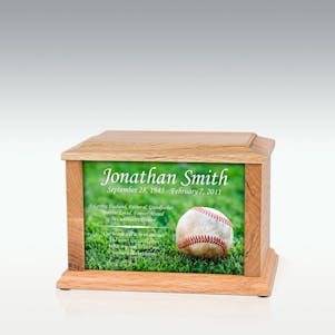 Small Oak Baseball Infinite Impression Cremation Urn