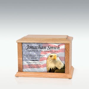 Sm Oak American Flag and Eagle Infinite Impression Cremation Urn