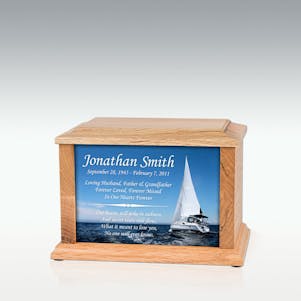 Small Oak Sailboat Infinite Impression Cremation Urn