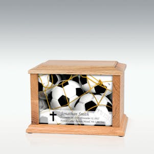 Small Oak Soccer Balls Infinite Impression Cremation Urn