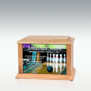 Small Oak Bowling Infinite Impression Cremation Urn - Engravable