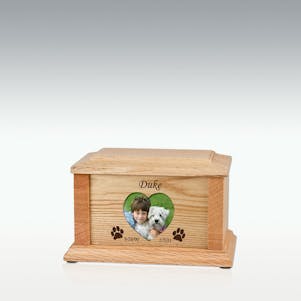 Extra Small Heart or Oval Adoration Oak Pet Cremation Urn