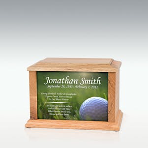 Small Oak Golf Ball Impression Cremation Urn - Engravable