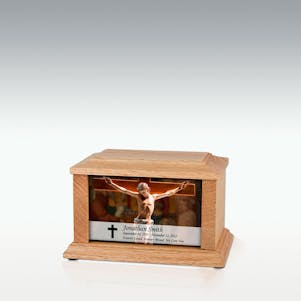 XS Oak Jesus On Cross Infinite Impression Cremation Urn