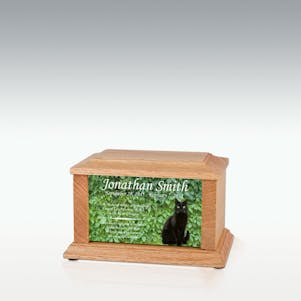 Oak Black Cat Infinite Impression Cremation Urn - Engravable