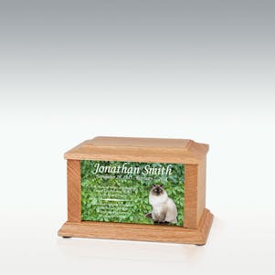 Oak Siamese Cat Infinite Impression Cremation Urn - Engravable